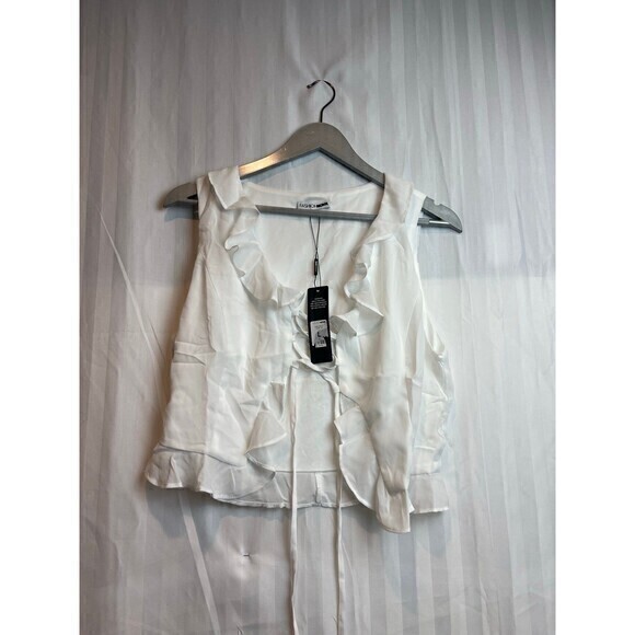 Lace Up Front Ruffled Blouse Size Large RefN10 - Picture 6 of 7